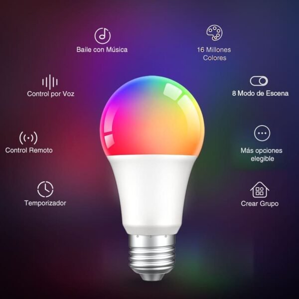 E27 E26 110v 220v  9w  Color Changing  Wifi Rgbcw Smart Light Bulb - Image 3