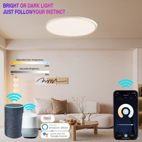 Modern Smart  CCT High Brightness Adjustable 18/24/32/40/50W WIFI Remote Control Led Ceiling Light For Home - Image 4