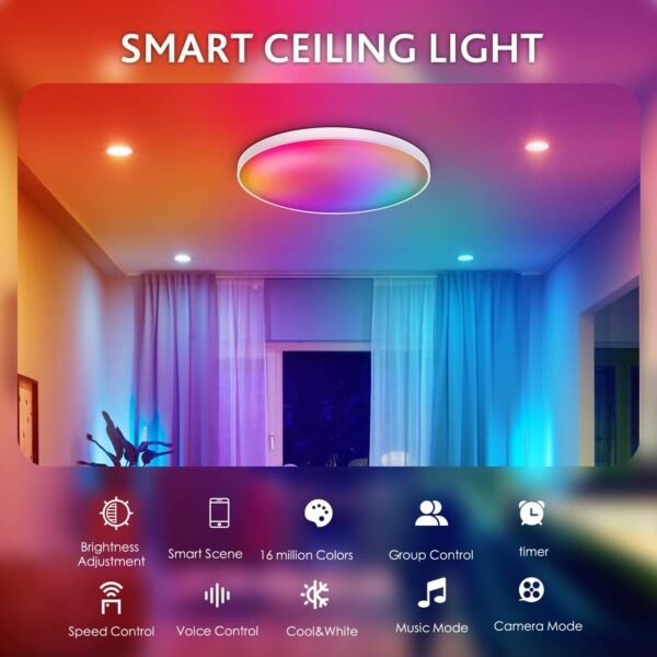 Round Led Ceiling Light With WIFI Smart Voice Control - Image 5